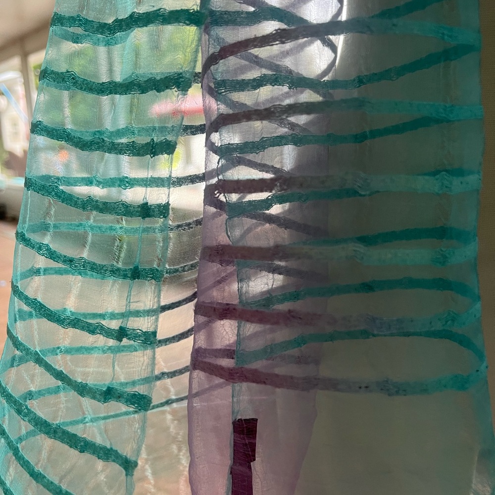 Silk Teal and Purple Sheer Scarf - Picture 2 of 14